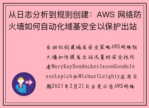 从日志分析到规则创建：AWS 网络防火墙如何自动化域基安全以保护出站流量 安全博客